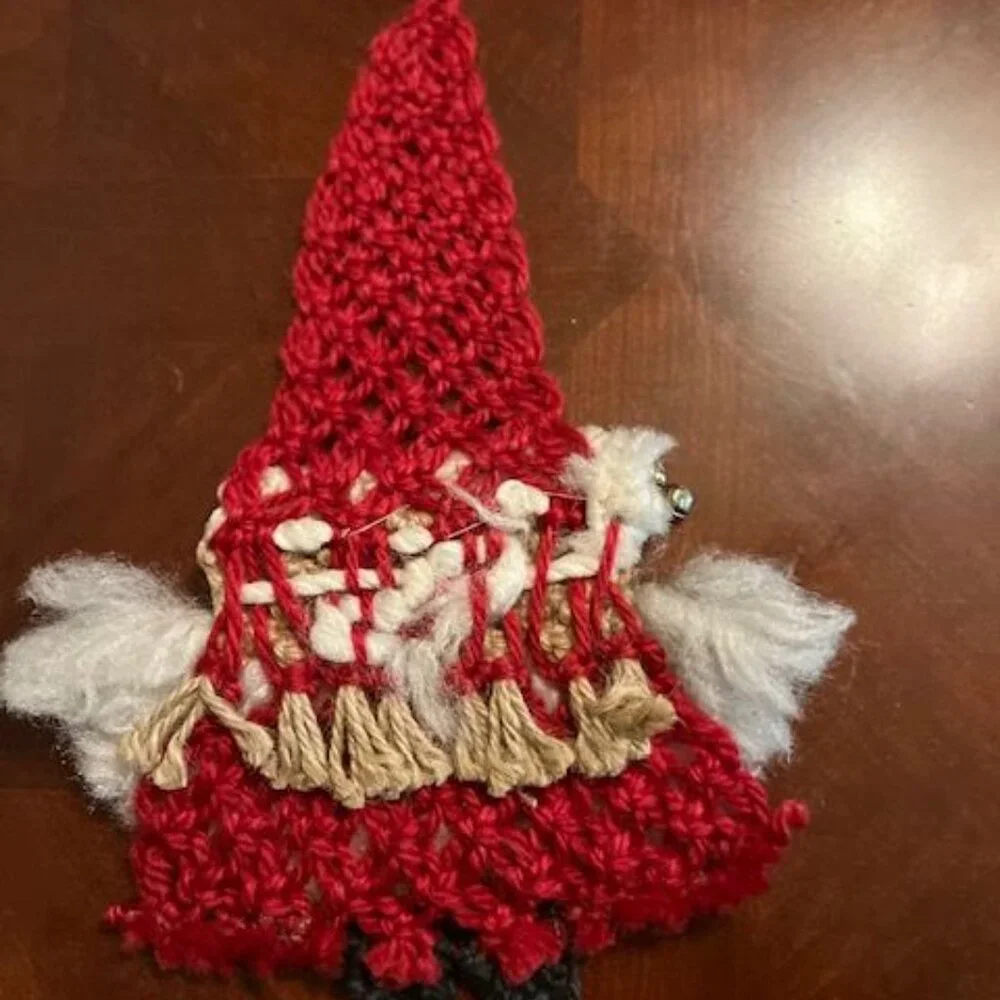 Vintage Handmade Macrame Santa Claus Ornament‎ rustic christmas decor